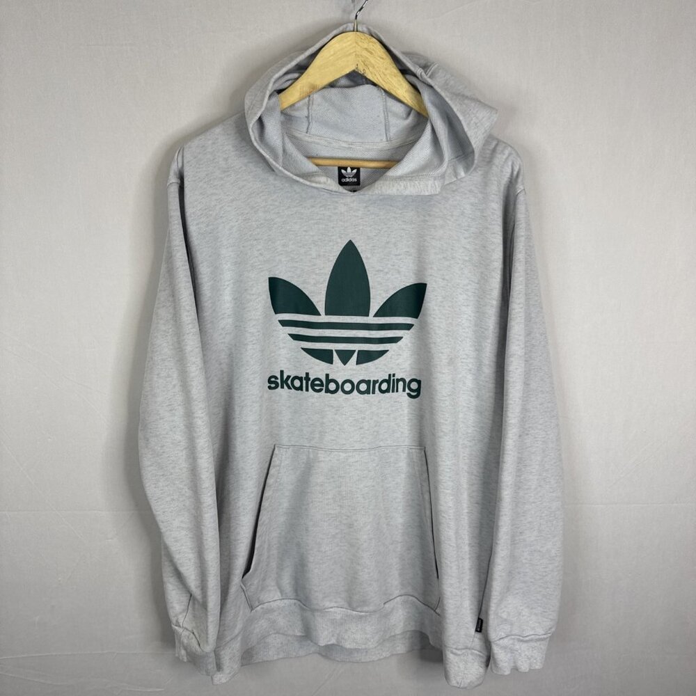 Adidas Skateboarding‎ Trefoil Hoodie Gray Green Logo Pullover Men’s XL